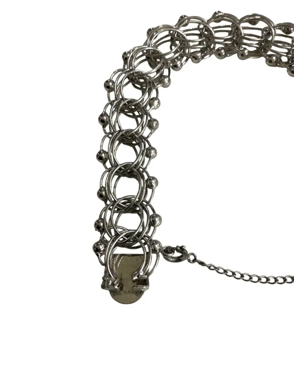 Vintage Rare  Sterling Silver Chain Mail  Bold Statement Bracelet  Safety Chain